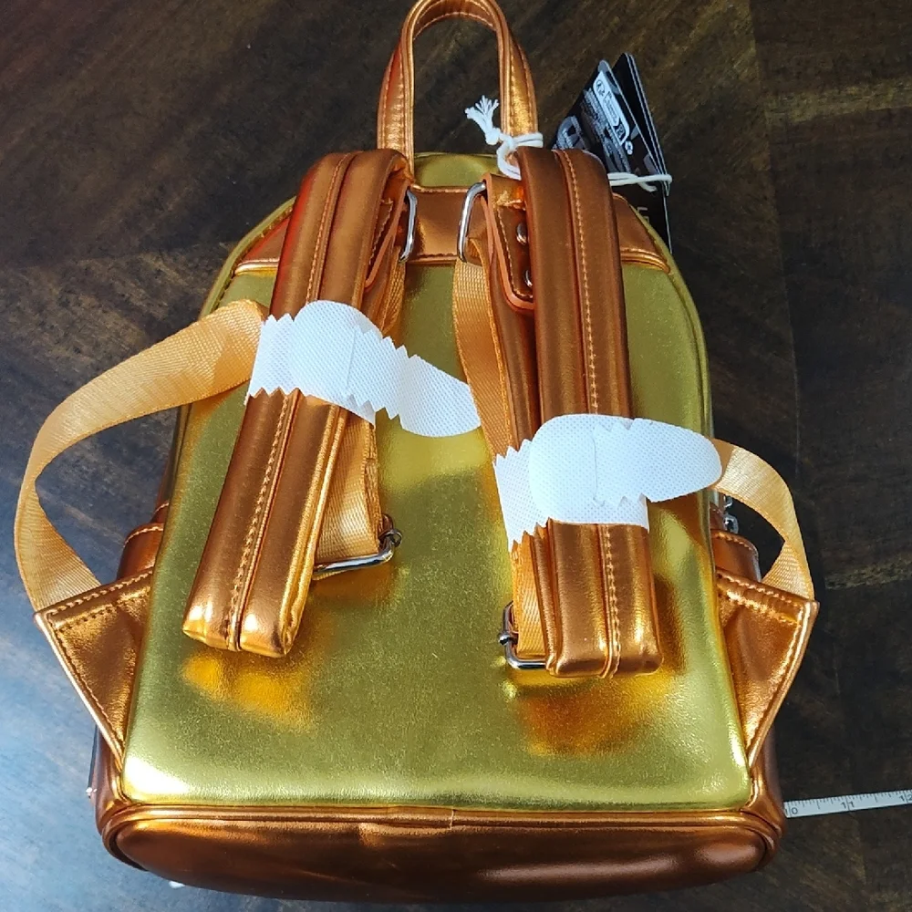 Loungefly Metallic Gold Cartoon Scientist Mini Backpack - Picture 3 of 5